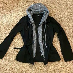 Women’s Forever 21 Black & Gray Hoodie Zip up Jacket Size S